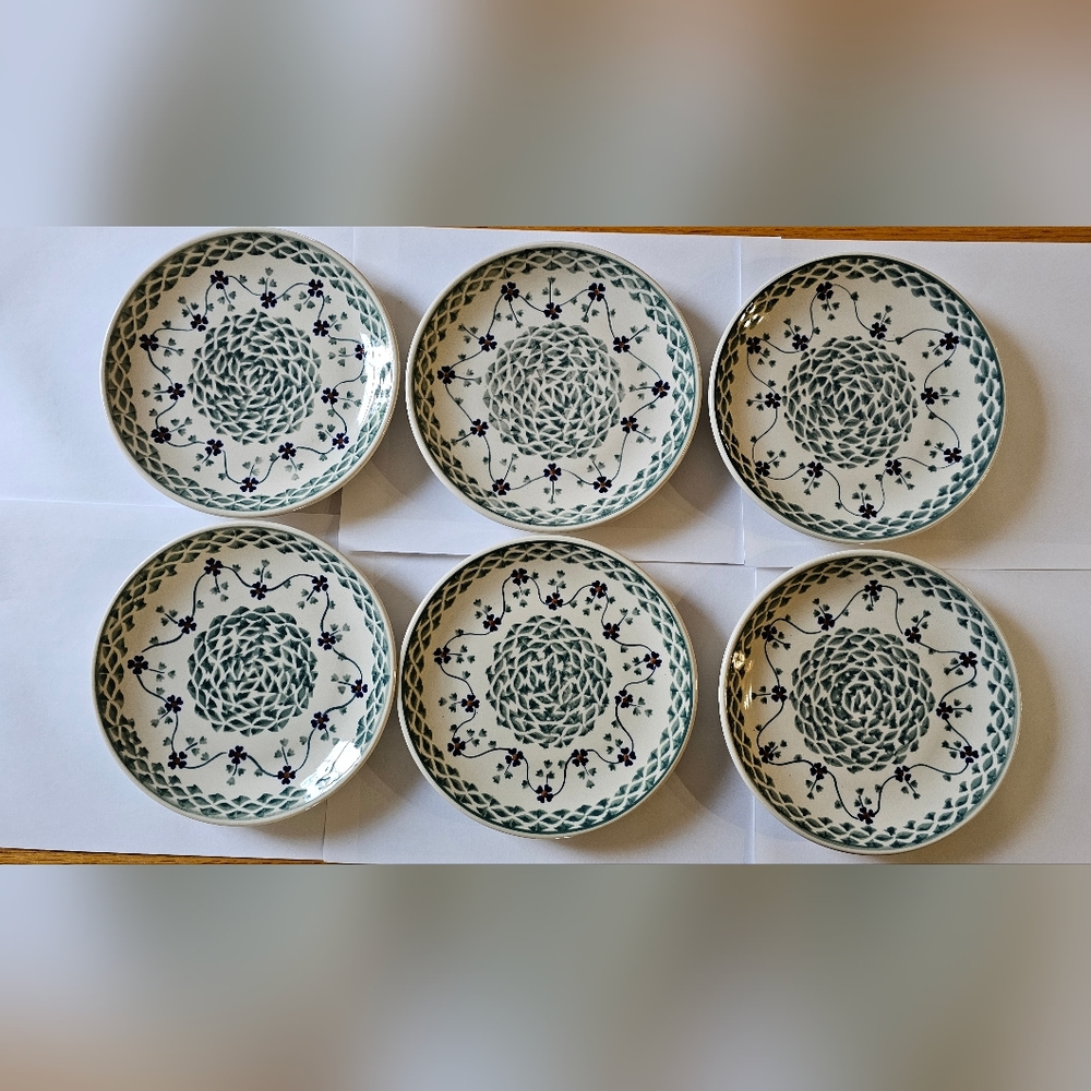 Polish Pottery Sage Floral Dessert plates